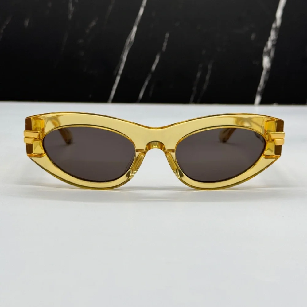 NEW BV1189S 004 BOTTEGA VENETA YELLOW GREY OVAL WOMEN SUNGLASSES - Picture 5 of 8